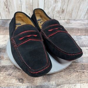 1901 Mens Black/Red Suede Moccasins Size 9.5 M